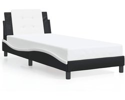 vidaXL - Bedframe - zonder - matras - "Zadar" - kunstleer - zwart - en - wit - 90x190 - cm