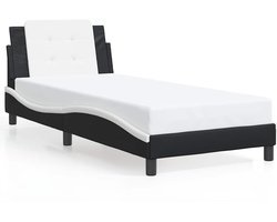 vidaXL - Bedframe - zonder - matras - "Zadar" - kunstleer - zwart - en - wit - 90x200 - cm