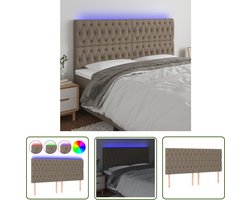 vidaXL Bedhoofd - LED Hoofdbord - Hoofdbord LED 200x7x118/128 cm stof taupe - Led Verlichting - Comfortabel Hoofdbord - Leeshoek