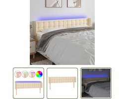 vidaXL Bedhoofdbord - LED Hoofdbord - Hoofdbord LED 163x16x78/88 cm stof crèmekleurig - Led Lamp - Headboard - Slaapkamersdecoratie