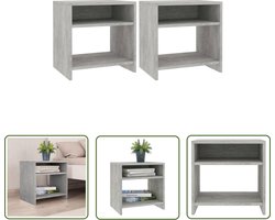 vidaXL Bedkamermeubilair - Nachtkastjes - Nachtkastjes 2 st 40x30x40 cm bewerkt hout betongrijs - Houten Meubels - Grijze Meubels - Decoratieve Accessoires
