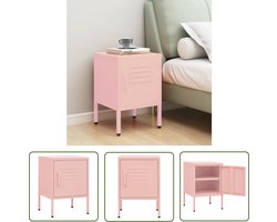 vidaXL Bedkastje - Nachtkastje - Nachtkastje 35x35x51 cm staal roze - Rozenkleurig - Staalkasten - Metalen Nacht Tafels
