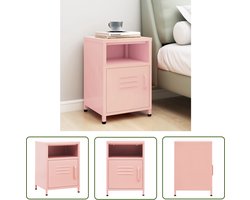 vidaXL Bedkastje - Nachtkastje - Nachtkastje 35x35x51 cm staal roze - Rozerood - Metalen Kast - Staalkast