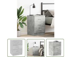 vidaXL Bedkastje - Nachtkastje - Nachtkastje 38x35x56 cm bewerkt hout betongrijs - Slaapkamer Meubilair - Houten Meubilair - Grijze Meubels