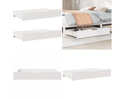 vidaXL Bedlades 2 st 90x55x16 cm massief grenenhout wit - Bedlade - Bedlades - Lade Onder Bed - Opberglade Onder Bed