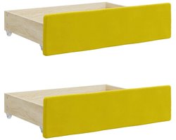 vidaXL - Bedlades - 2 - st - bewerkt - hout - en - fluweel - geel