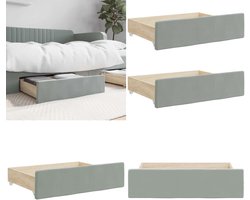 vidaXL Bedlades 2 st bewerkt hout en fluweel lichtgrijs - Bedlade - Bedlades - Lade Onder Bed - Lades Onder Bed