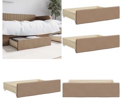 vidaXL Bedlades 2 st bewerkt hout en kunstleer cappuccinokleurig - Bedlade - Bedlades - Lade Onder Bed - Lades Onder Bed