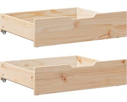vidaXL - Bedlades - 2 - st - met - wieltjes - 65x55x17 - cm - massief - grenenhout