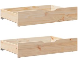 vidaXL - Bedlades - 2 - st - met - wieltjes - 80x55x17 - cm - massief - grenenhout