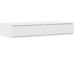 vidaXL - Bedlades - met - lade - Wit - 75 - x - 36,5 - x - 16,5 - cm - Bewerkt - hout