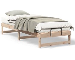 vidaXL - Bedombouw - met - Draaghandvatten - Bruin - Massief - grenenhout