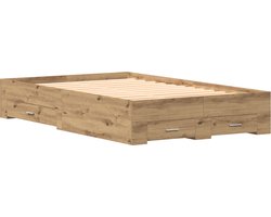 vidaXL - Bedombouw - met - lades - artisanaal - eikenkleurig - 120 - x - 200 - cm