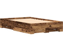vidaXL - Bedombouw - met - lades - met - lade - Oud - hout - 120 - x - 190 - cm - Bewerkt - hout