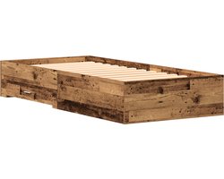 vidaXL - Bedombouw - met - lades - met - lade - Oud - hout - 90 - x - 200 - cm - Bewerkt - hout