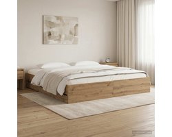 vidaXL - Bedombouw - met - opslag - Artisanaal - eiken - 180 - x - 200 - cm - Bewerkt - hout