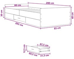 vidaXL - Bedombouw - met - opslag - Artisanaal - eiken - 80 - x - 200 - cm - Bewerkt - hout