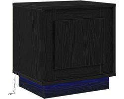 vidaXL - Bedside - Cabinet - met - LED - Lichten - Zwart - Eiken - 44x34,5x45 - cm