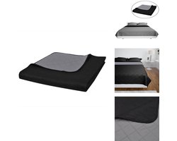 vidaXL Bedsprei - Bedspreien - Bed Sprei - Bed Spreien - Bedsprei gewatteerd dubbelzijdig 220x240 cm zwart/grijs
