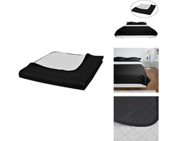vidaXL Bedsprei - Bedspreien - Bed Sprei - Bed Spreien - Bedsprei gewatteerd dubbelzijdig 220x240 cm zwart/wit