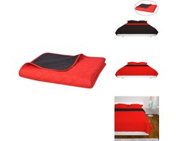 vidaXL Bedsprei - Bedspreien - Beddensprei - Beddenspreien - Dubbelzijdige quilt bedsprei rood en zwart 220x240 cm