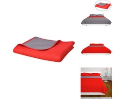 vidaXL Bedsprei - Bedspreien - Dubbelzijdige quilt bedsprei rood en grijs 230x260 cm