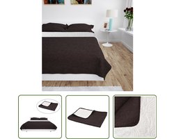 vidaXL Bedsprei Dubbelzijdig - 170x210 cm - Crème en Bruin Gequilt Bedsprei - Microfiber Beddengoed - Katoenen Bedsprei - Tweepersoons Bedsprei - Creme Bruine Bedsprei