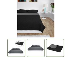 vidaXL Bedsprei Dubbelzijdig 170x210 cm Grijs/Zwart Slaapzak - Bedsprei - Fleece - Katoen - Winterdekbed