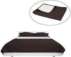 vidaXL - Bedsprei - dubbelzijdig - 220x240 - cm - quilt - crème - en - bruin