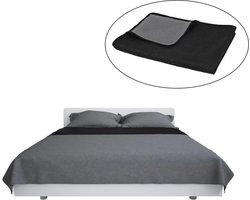 vidaXL - Bedsprei - dubbelzijdig - 220x240 - cm - quilt - grijs - en - zwart
