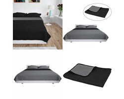 vidaXL Bedsprei dubbelzijdig 220x240 cm quilt grijs en zwart - Quilt - Quilts - Dekbed - Dekbedden