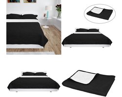 vidaXL Bedsprei dubbelzijdig 220x240 cm quilt zwart en wit - Quilt - Quilts - Dekbed - Dekbedden