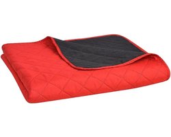 vidaXL Bedsprei Gewatteerd Dubbelzijdig 170x210 cm Rood en Zwart Sprei Deken