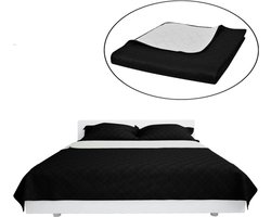 vidaXL - Bedsprei - gewatteerd - dubbelzijdig - 220x240 - cm - zwart/wit