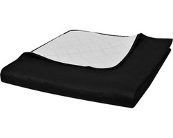 vidaXL - Bedsprei - gewatteerd - dubbelzijdig - 230x260 - cm - zwart/wit