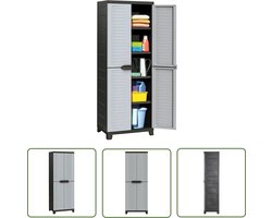 vidaXL Bergruimte - Opslagkast - Opbergkast 65x45x181 cm kunststof - Kast - Plastic Kast - Grijze Kast