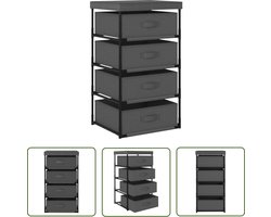 vidaXL Bergruimte - Opslagrek - Opbergrek met 4 stoffen manden staal grijs - Kasten - Opberger - Organisatie