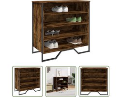 vidaXL Bergruimte - Schoenenkast - Schoenenkast 80x38x78 cm bewerkt hout gerookt eikenkleurig - Houten Schoenenkast - Vintage Schoenenkast - Entryway Furniture