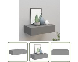 vidaXL Bergruimte - Wandplank - Wandschap met lade 40x23,5x10 cm MDF grijs - Opslagkast - Mdf Kast - Grijze Kast