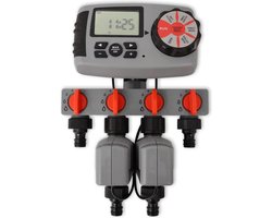 vidaXL Besproeiingstimer - Automatisch - 4 Stations - 3V Tuinwaterinstallatie - Tuinaansluiten - Automatisch Sproeien - Buitenbewatering - Regentonnen