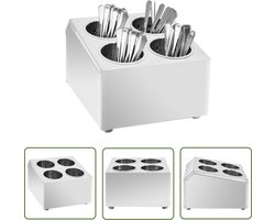 vidaXL Bestekkast - Bestekhouder - Bestekhouder 4 vakken vierkant roestvrij staal - Keukenkasten - Roestvaststaal - Stainless Steel