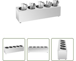 vidaXL Bestekkast - Bestekhouder - Bestekhouder 5 vakken rechthoekig roestvrij staal - Keukenaccessoires - Roestvaststaal - Zilverkleurig