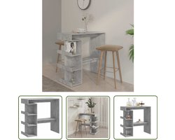 vidaXL Beton Grijs - Bartafel - Bartafel met opbergrek 100x50x101,5 cm bewerkt hout betongrijs - Houten Bartafel - Pubtafel - Bistrotafel