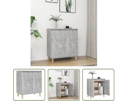 vidaXL Beton Grijs - Dressoir - Dressoir met houten poten 60x35x70 cm bewerkt hout betongrijs - Scandinavisch Design - Opbergkast - Salontafel