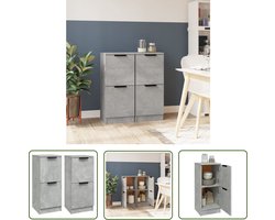 vidaXL Beton Grijs - Dressoirs - Dressoirs 2 st 30x30x70 cm bewerkt hout betongrijs - Houten Dressoirs - Salontafel - Nachtkastje
