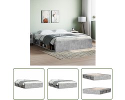 vidaXL Beton Grijs - Houten Bed Frame - Bedframe betongrijs 140x200 cm - Tweepersoons Bed - Bed Met Opbergruimte - Modern Bed