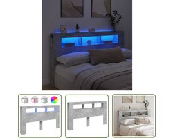 vidaXL Beton Grijs - LED Hoofdbord - Hoofdeinde met LED 180x18,5x103,5 cm bewerkt hout betongrijs - Hoofdkussen - Led Verlichting - Slaap Kamer
