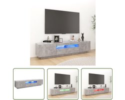 vidaXL Beton Grijs - Tv-meubel - Tv-meubel met LED-verlichting 180x35x40 cm betongrijs - Led Verlichting - Hifi Kast - Meubilair