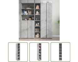 vidaXL Betongrijs - Hoge Kast - Hoge kast 30x41x185 cm bewerkt hout betongrijs - Houten Kast - Opslagkast - Woonaccessoires