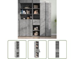 vidaXL Betongrijs - Hoge Kast - Hoge kast 40x42,5x185 cm bewerkt hout betongrijs - Houten Kast - Opslagoplossing - Woonaccessoires